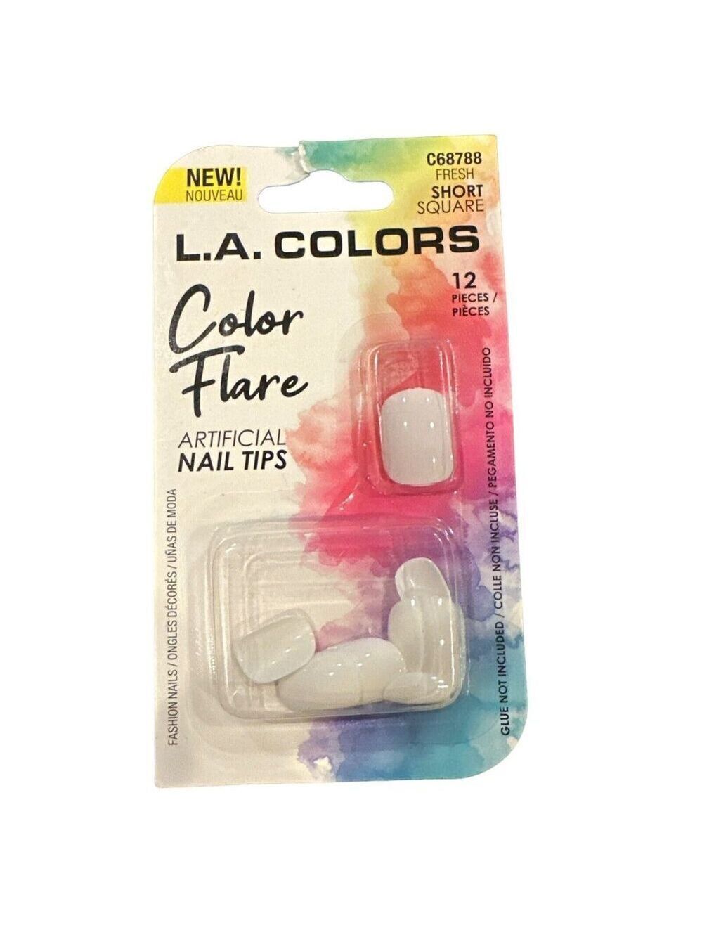L.A. Colors Color Flare Artificial Nail Tips Short Square & NUCOLOR Nail Tabs